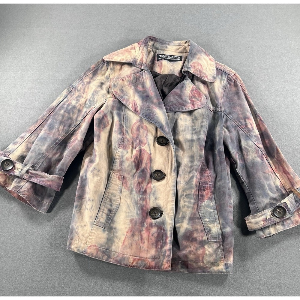 Bohemian Couture Hand Painted Dyed Fabric L Blazer Jacket Wearable Art Chest 36"
